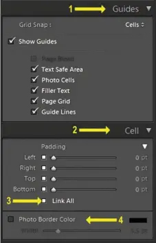  ??  ?? Picture 1:   uides and Cell panel   uides menu 2 Cell 3 Link All 4   order