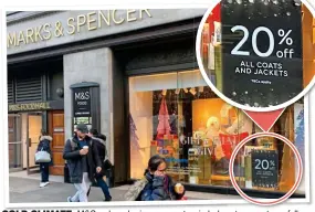  ?? ?? COLD CLIMATE: M&S reduced prices on coats, circled, as temperatur­es fell