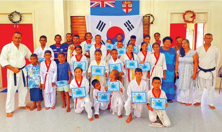  ?? ?? Thirty students graduated with its Hapkido belts during its grade graduation ceremony at the Salvation Army church in Labasa on December 29, 2022.