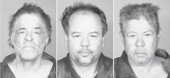  ?? Cleveland Police Department ?? From left, Onil Castro, Ariel Castro and Pedro Casto. The three brothers were arrested after three women who disappeare­d in Cleveland a decade ago were found safe Monday. The brothers are accused of holding the victims against their will.
