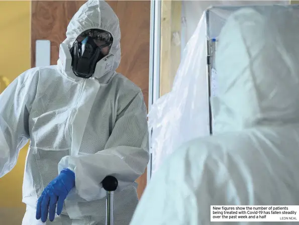  ?? LEON NEAL ?? New figures show the number of patients being treated with Covid-19 has fallen steadily over the past week and a half