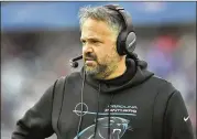  ?? ADRIAN KRAUS/AP ?? Panthers head coach Matt Rhule is about to finish his second season with another losing record.