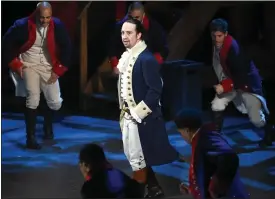  ??  ?? Lin-Manuel Miranda and the cast of “Hamilton” perform at the Tony Awards in New York in 2016.