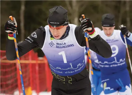  ?? Bild: OLA FOLKESSON ?? ANDRA ÅRET I RAD. Isak Nilsson, Gnosjö FK, kunde ta hem sin andra raka seger i Åkulla ski maraton på söndagen.