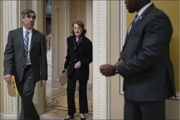  ?? J. SCOTT APPLEWHITE — THE ASSOCIATED PRESS FILE ?? Sen. Dianne Feinstein, D-Calif., arrives for the Senate Democratic Caucus leadership election at the Capitol in Washington on Dec. 8.