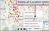  ?? ?? Delete your Location History from Google and pause its collection of your data