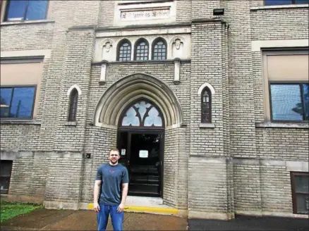  ?? PHOTO SPECIAL TO THE DISPATCH BY MIKE JAQUAYS ?? Dave O’Brian poses outside of St. Patrick’s School in Oneida on June 23. He will walk from St. Patrick’s to Upstate Golisano Children’s Hospital in Syracuse on Saturday, Aug. 5to honor one of his daughter’s preschool classmates there who recently lost...