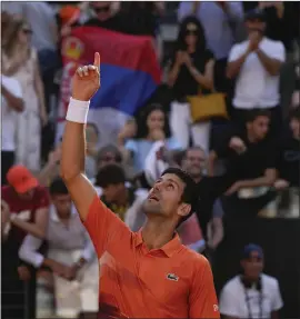  ?? ?? Novak Djokovic celebrates after winning the Italian Open