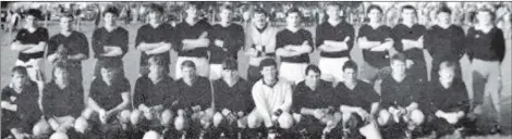  ??  ?? Fermoy intermedia­te football team, county finalists v Glanmire in 1987 - Back row l-r: Mick Boland, Paudie O’Mahony, Stephen Dennehy, Michael O’Brien, Eamon Guinevan, Michael Pyne, Declan Condon, Davy Pyne, Flan Groarke, Paul Donnellan who is profiled this week, Stephen Donnellan, Willie Morrison and Coleman Hogan. Front row l-r: Liam Howard, Conor Donnellan, Arthur Coughlan, Denis Twomey (capt), Michael Egan, Trevor Cooney, Pacelli Bratchford, Michael Dolan, Jeff O’Connor, Willie Frawley and Brian Shinnick.