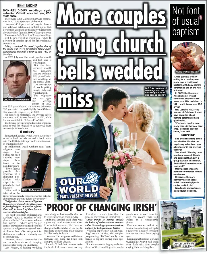  ?? ?? CHOICE: David Graham
RISE: ‘TikTok weddings’
BIG DAY: Number of weddings that are non-religious is on rise across country
DEALS: Dromoland Castle in Co Clare