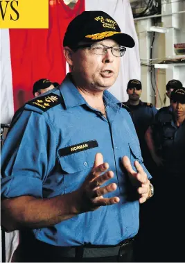  ?? SGT MATTHEW MCGREGOR / CANADIAN FORCES COMBAT CAMERA ?? Canadian Navy Vice-Admiral Mark Norman has been removed from his position but there has been no official indication of what he is accused of doing.