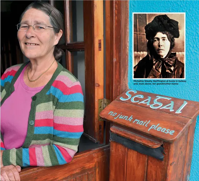  ??  ?? Micheline Sheehy Skeffingto­n at home in Galway and, inset above, her grandmothe­r Hanna