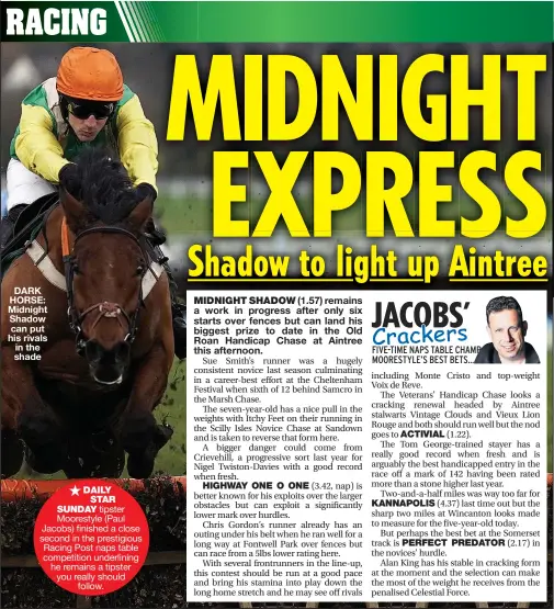  ??  ?? DARK HORSE: Midnight Shadow can put his rivals in the shade