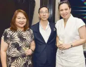  ??  ?? Olga Azarcon, The Peninsula Manila GM Mark Choon and Alicia Sy.