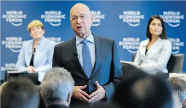  ?? FABRICE COFFRINI / AFP / GETTY IMAGES ?? “No global industry problem or regional issue can be solved in an isolated way,” World Economic Forum founder and executive chairman Klaus Schwab said in Geneva.