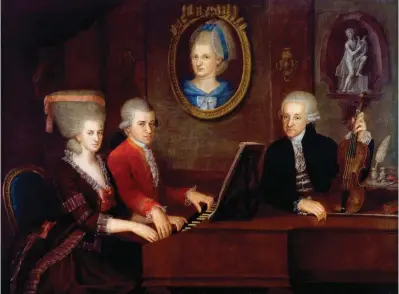  ??  ?? The Mozart family; painting by Johann Nepomuk della Croce, circa 1780–1781