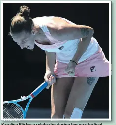  ?? — GETTY IMAGES ?? Karolina Pliskova celebrates during her quarterfin­al match against Serena Williams, Tuesday