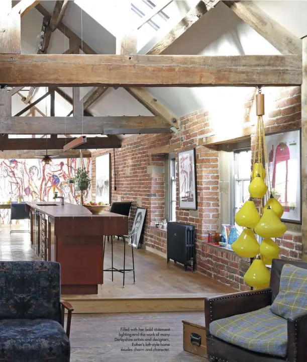  ??  ?? Filled with her bold statement lighting and the work of many Derbyshire artists and designers, Esther’s loft-style home exudes charm and character.
February 2020 Homes & Antiques 77