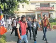  ?? HT PHOTO ?? Not much activities seen in the BJP state headquarte­rs in Jaipur on Saturday - a day after polling was held in the state.