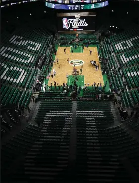  ?? AP ?? Players warm up before playing in Game 6 of basketball’s NBA Finals between the Boston Celtics and the Golden State Warriors on Thursday.