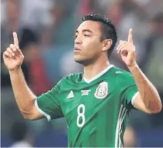  ?? — AFP photo ?? Mexico’s Marco Fabian celebrates after scoring a goal against Germany.