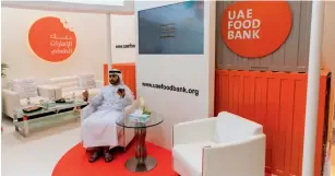  ?? Photo by Neeraj Murali ?? The first branch of the food bank will be in Al Quoz and is among five others that will be launched by the year-end. The picture shows the UAE Food Bank stall at Gulfood 2017. —