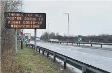  ??  ?? A sign on the A1232 at Sunderland gets the message across.