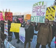  ?? JOHN LUCAS / POSTMEDIA NEWS FILES ?? In 2015, dozens of pro-choice University of Alberta students came out to protest in front of graphic pictures set up on campus by anti-abortion protesters. Court documents said police and university security intervened at various times.