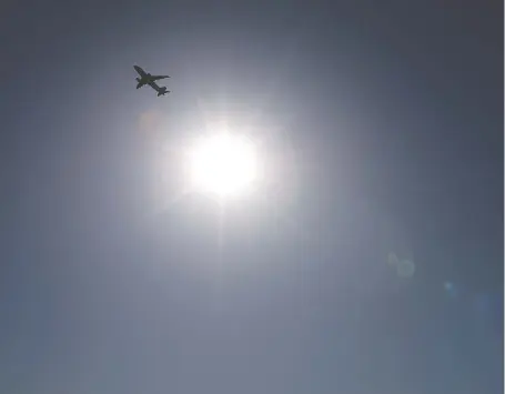  ?? PETER J. THOMPSON ?? Canadian airlines' passenger traffic was down 90 per cent in the key June-august period this year, compared to 2019. Airports, meanwhile, say they expect $4.5 billion in lost revenue by the end of 2021. Above, takeoff at Toronto's Lester B. Pearson Airport.