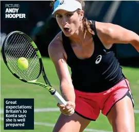  ??  ?? Great expectatio­ns: Britain’s Jo Konta says she is well prepared PICTURE: ANDY HOOPER