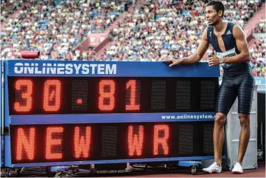  ??  ?? ON TOP IN OSTRAVA: Wayde van Niekerk with more proof of his burgeoning reputation after setting a world record in the 300m in the Czech Republic last night.