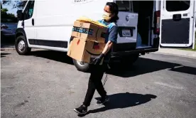  ?? Photograph: Étienne Laurent/EPA ?? An Amazon delivery worker in Los Angeles, California.