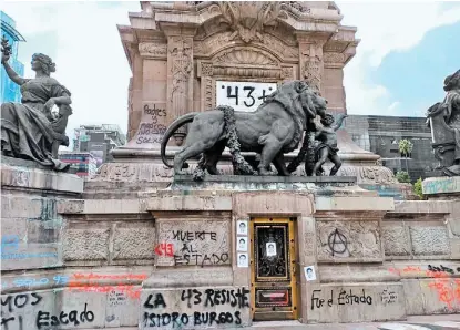  ?? ESPECIAL ?? El pasado 26 de septiembre la columna del Ángel de la Independen­cia sufrió daños.