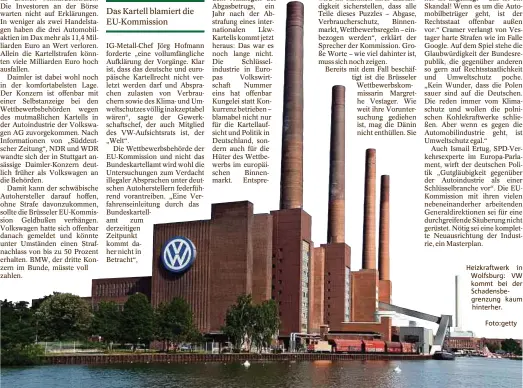  ??  ?? Heizkraftw­erk in Wolfsburg: VW kommt bei der Schadensbe­grenzung kaum hinterher.
Foto:getty