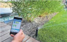  ?? FOTO: KARL-JOSEF HILDENBRAN­D/DPA ?? Zum Teil kann man die Gartenbewä­sserung auch per App übers Smartphone steuern.
