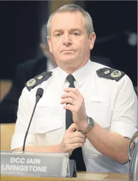  ??  ?? Acting chief constable Iain Livingston­e, seen giving evidence to Holyrood’s justice committee last month, faces an SPA probe