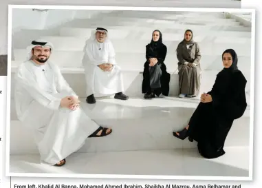  ?? Dubai Culture ?? From left, Khalid Al Banna, Mohamed Ahmed Ibrahim, Shaikha Al Mazrou, Asma Belhamar and Afra Al Dhaheri created the first major work of the Dubai Public Art initiative