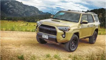  ?? Jeff Yip photo ?? Toyota’s 2016 4Runner TRD Pro has projector-beam headlights, fog lights and privacy glass. What’s harder to see is the quarter-inch-thick stamped aluminum front skid plate, as well as similar protection for the fuel tank and transfer case.