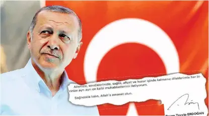  ??  ?? Seine Unterschri­ft ist auf der illegalen Wahlwerbun­g: Recep Tayyip Erdoğan. Im Brief werden die Auslandstü­rken aufgerufen, ihn zu wählen.