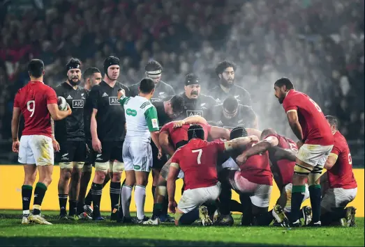  ??  ?? PRESSURE PUSH The Lions scrummed for penalties against the NZ Maori.