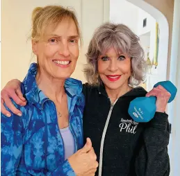  ?? ?? Personal trainer Malin Svensson of Nordic Body (left) with client Jane Fonda.