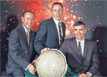  ?? NASA ?? The Apollo 13 crew was Cmdr. Jim Lovell Jr. (from left), John L. “Jack” Swigert Jr., command module pilot, and Fred W. Haise Jr., lunar module pilot.