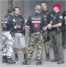  ?? THE CANADIAN PRESS FILES ?? Montreal’s police brotherhoo­d says the camouflage pants are one of their only means to fight for their rights.