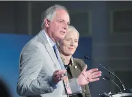  ?? ANDREW VAUGHAN / THE CANADIAN PRESS ?? Environmen­t Minister Catherine McKenna looks on as Unilever CEO Paul Polman lent his support to a Canadian-led ocean plastics charter.