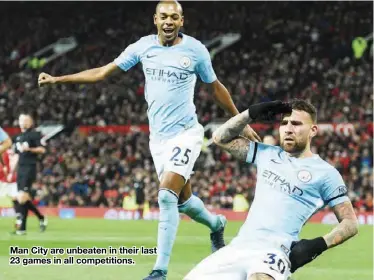  ??  ?? Man City are unbeaten in their last 23 games in all competitio­ns.