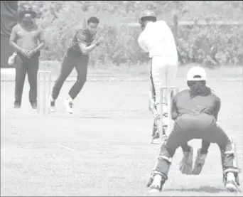  ?? (Romario Samaroo photo) ?? West Berbice seamer, Nial Smith took 4-54 and kept Essequibo in check