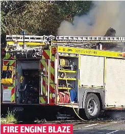  ?? ?? FIRE ENGINE BLAZE
Extreme heat: A wildfire broke out in Derbyshire yesterday, after a bus and a fire engline burst into flames in separate incidents on Wednesday. Meanwhile, shops