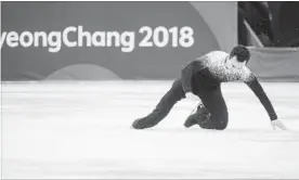  ?? CANADIAN PRESS FILE PHOTO ?? Patrick Chan says there’s a way he braces himself when landing on the ice, so that his body skims across the ice like a stone on water — and avoid a “splat.”