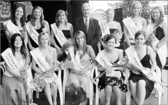  ??  ?? Co. Wexford Strawberry Festival Princesses with Minister John Browne TD at the official opening in the Market Square. Back row from left: Lynn Cahill (Treacy’s Hotel), Ann-Marie Frayne (Donohoe’s Bar), Lisa Walsh (Hair Graphics), Minister John Browne, Antionette Hayden (SJW Fasades), Caroline Murphy (Shemoore Constructi­on) and Ann-Marie Whelan (Wheelock Fruits). Front: Lorraine Conroy (Bradley Financial Services), Claire Culleton (Curves), Nadia Malocca (Mallocca’s), Corena O’Dowd (Leojen) and Fiona Howlin (Murphy-Floods Hotel).