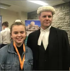  ??  ?? Barrister John Temple with Aoife Connelly from St. Vincent’s Secondary School who took part in the’ Look Into Law’ TY course